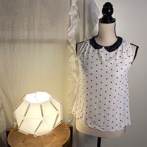 Cooperative Polka Dot Navy White Sleeveless Top‎ Blouse Size Small
